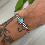 Stamped Stacker Cuff- Size XS/S- Cloud Mountain Turquoise and Sterling Silver Bracelet