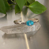 Chunky Stamped Stacker Cuff- Size XS/S- Kingman Turquoise and Sterling Silver Bracelet