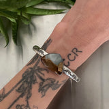 Yosemite Valley Cuff- Heavyweight Stamped Sterling Silver and Picture Jasper Bracelet- Size L